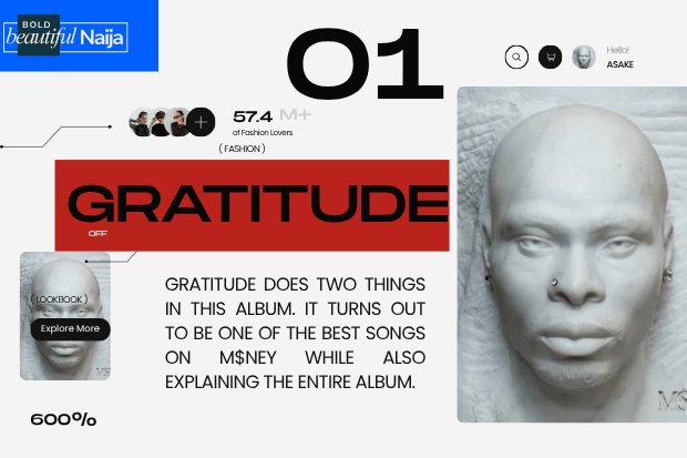 Asake Gratitude track visual showing spiritual choir, orchestral Afrobeats fusion and triumphant album climax from M$NEY.