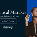 Bold Beautiful Naija article graphic titled 4 Critical Mistakes, Avoid them at all cost, featuring an elegant Nigerian woman in a black blazer against a split dark navy and bright blue background.