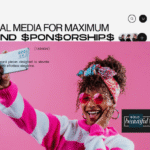 A Bold Beautiful Naija media graphic featuring an expressive close-up portrait of a woman looking upward against a split bright red background, with text overlay "SPONSORSHIPS" highlighting influencer marketing strategies.