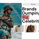 A Bold Beautiful Naija influencer marketing graphic featuring a close-up portrait of a man looking sideways against a bright sky backdrop, with a bold text overlay reading "Brands Are Dumping Big Celebrities" to outline changing brand strategies.