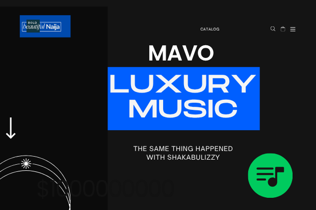 Editorial graphic exploring MAVO's premium sound, aspirational themes, polished production, and luxury Afrobeats identity.